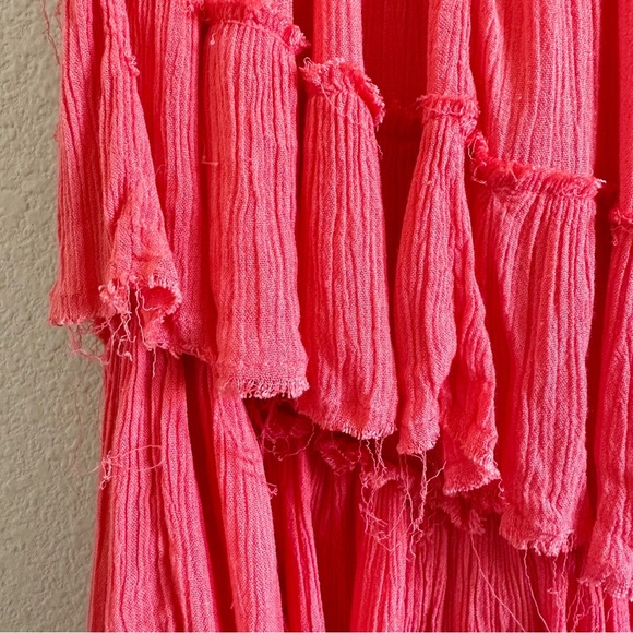 Free People Sunbeam Gauze Lace Tiered Dress Coral Size Small - Picture 8 of 15
